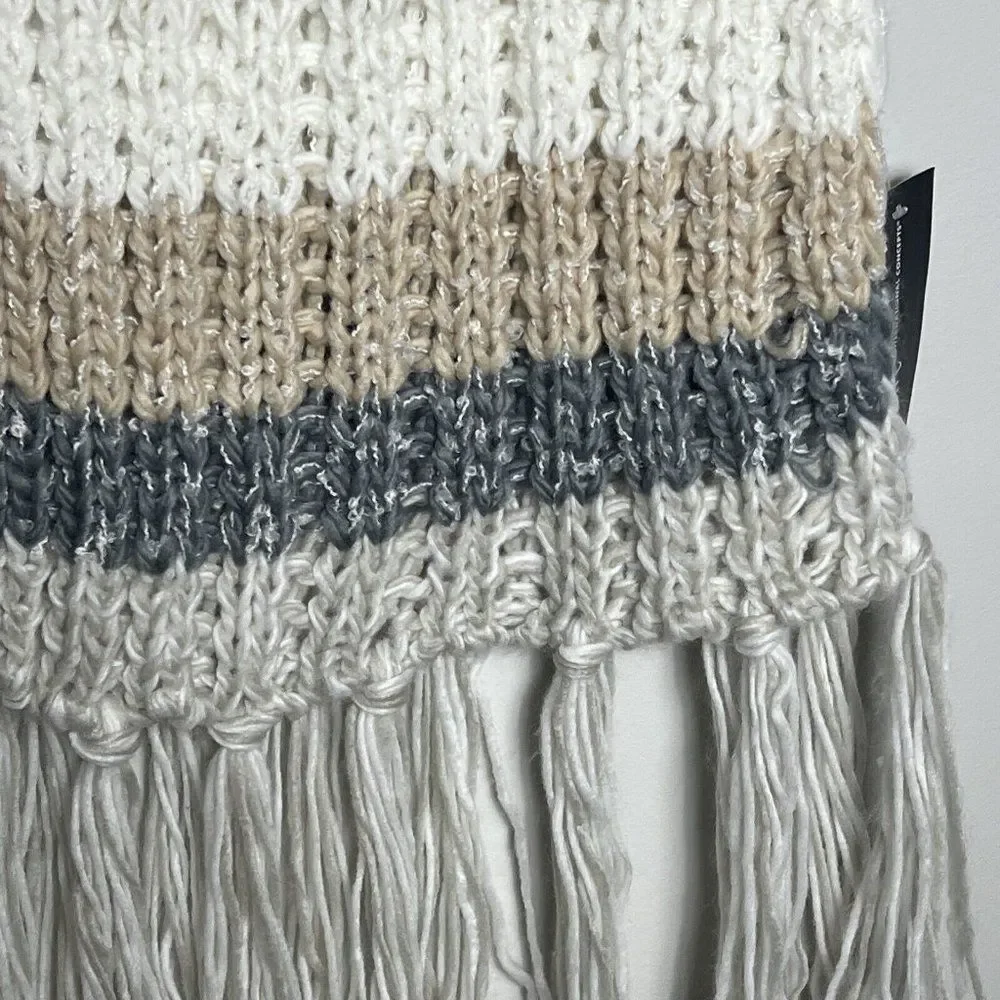 INC International Concepts Inc Mixed-Striped Muffler Scarf‎ Gray  Layered Up NWT